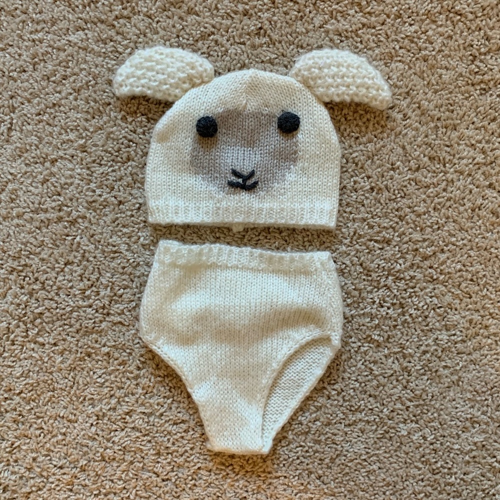Pottery Barn Kids Lamb Knit Diaper Cover and Top